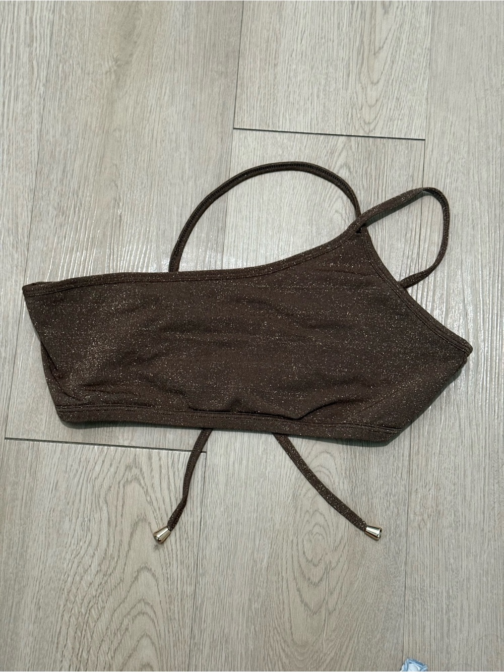 Bydee Sparkle Brown One Shoulder Bikini Top